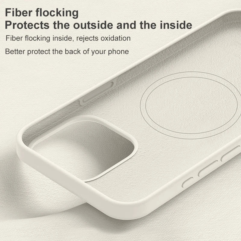 Official Solid Colour Liquid Silicone Magnetic Wireless Charging Phone Case For iPhone 17 Pro Max 16 15 14 13 Soft Bumper Cover
