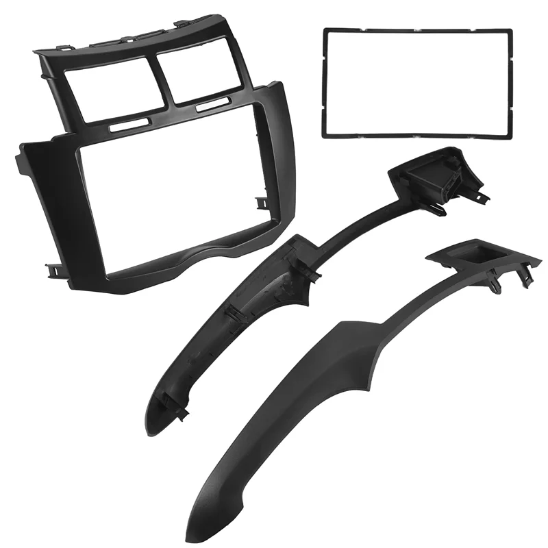 Car Radio Fascia Trim Kit, 2 Din Dash Panel DVD Frame Install Kit For Toyota Yaris Vitz Platz 2005 2006 2007 2008-2011