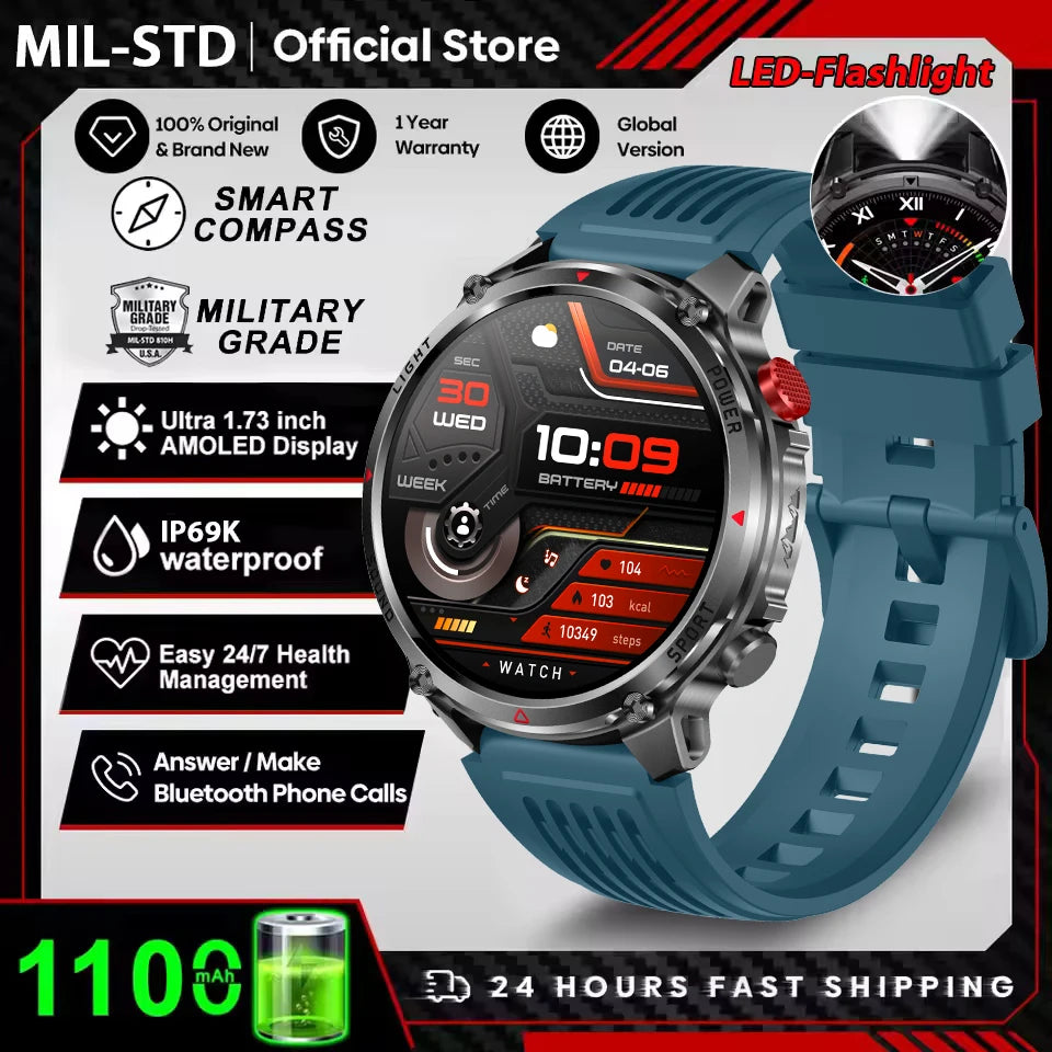 2026 New T-Rex 3 Pro Smart Watch 1100mAh Long Battery Dual-Band GPS 10ATM Waterproof Military Grade Sports Outdoor Smartwatches
