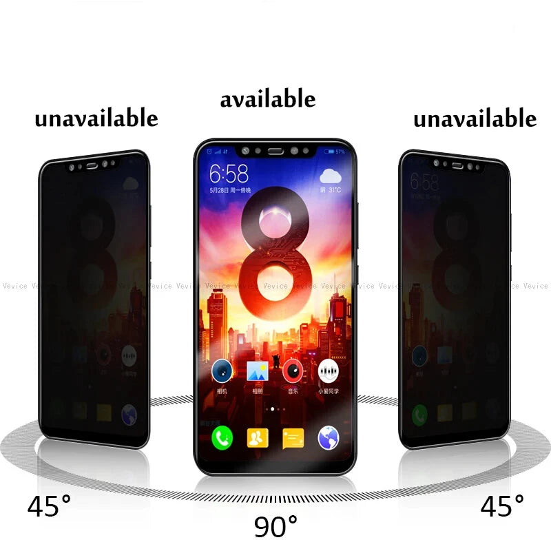 3D Anti-spy Tempered Glass For ITEL A70 Pro S23 A06 A60 P55 A50 A50C Privacy Screen Protectors For A05s A60s Vision3 Power 55