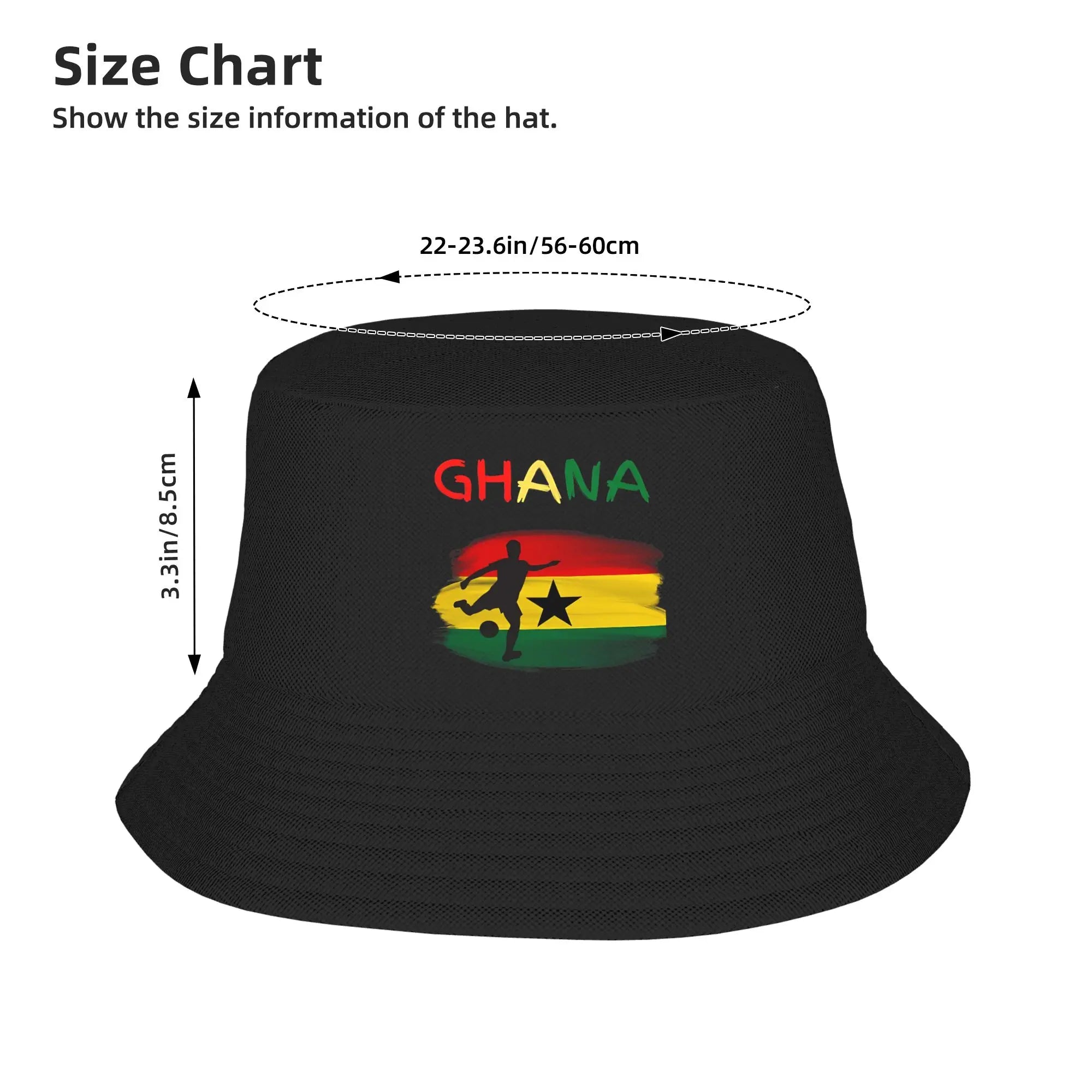 Unisex Ghana National Soccer Team  Bucket Hat  Foldable Fisherman Hats Spring Fashion Hunting Caps Streetwear Graphic Visor Hat