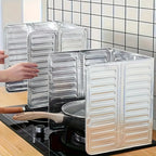 Foldable Aluminum Foil Oil Splatter Guard for Gas Stove, Kitchen Anti-Splash & Heat Insulation Baffle, Overflow Protection