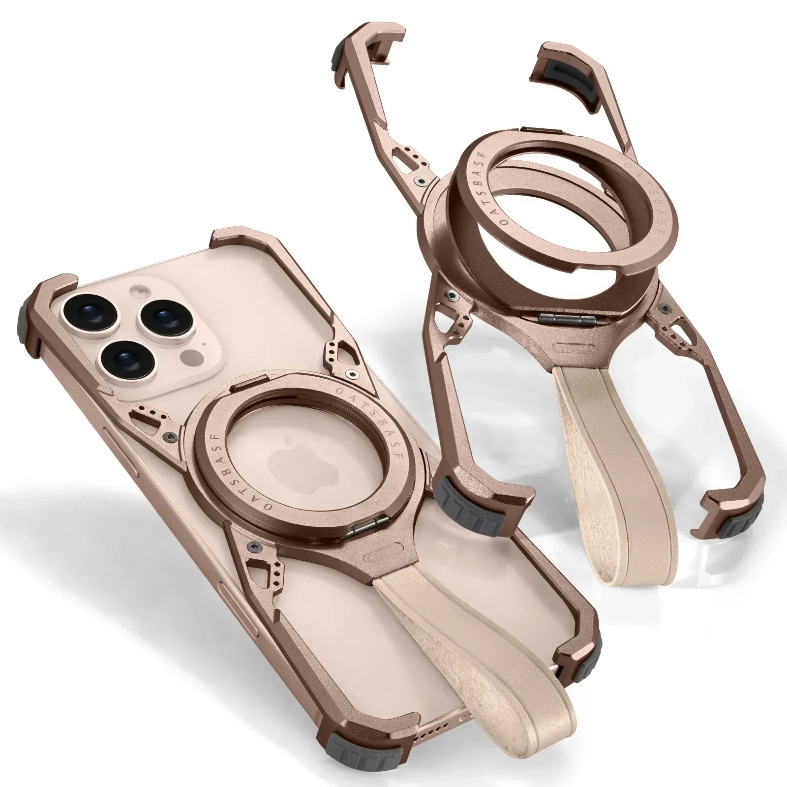 Eary Frameless Phone Case for iPhone 16 Pro Max for MagSafe 360°Rotatable Kickstand with Lanyard Wireless Charging 16 Pro Cover