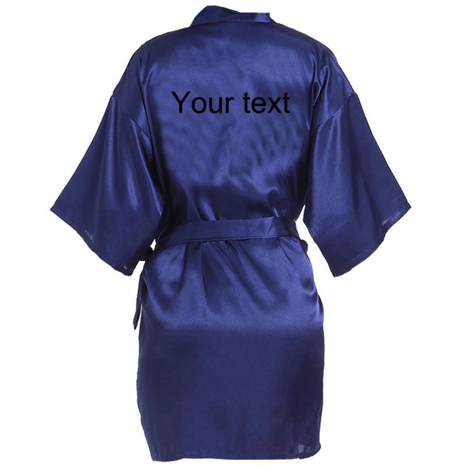 Customized Name Date Wedding Bathrobe Faux Silk Bridal Robe Bride Bridesmaid Wedding Robes Woman Bachelorette Hen Party