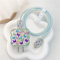 5pcs-set Heart Flower Wave Edge Charger Protective Cover Suitable for iPhone Models 12 13 14 15 Supports 18W 20W Fast Charging