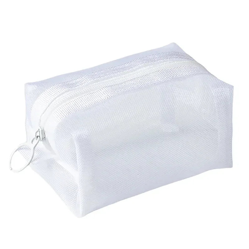 Portable Mini Transparent Storage Bag with Zipper Multifunctional Headphone and Charger Case Travel Accessories with Keychain