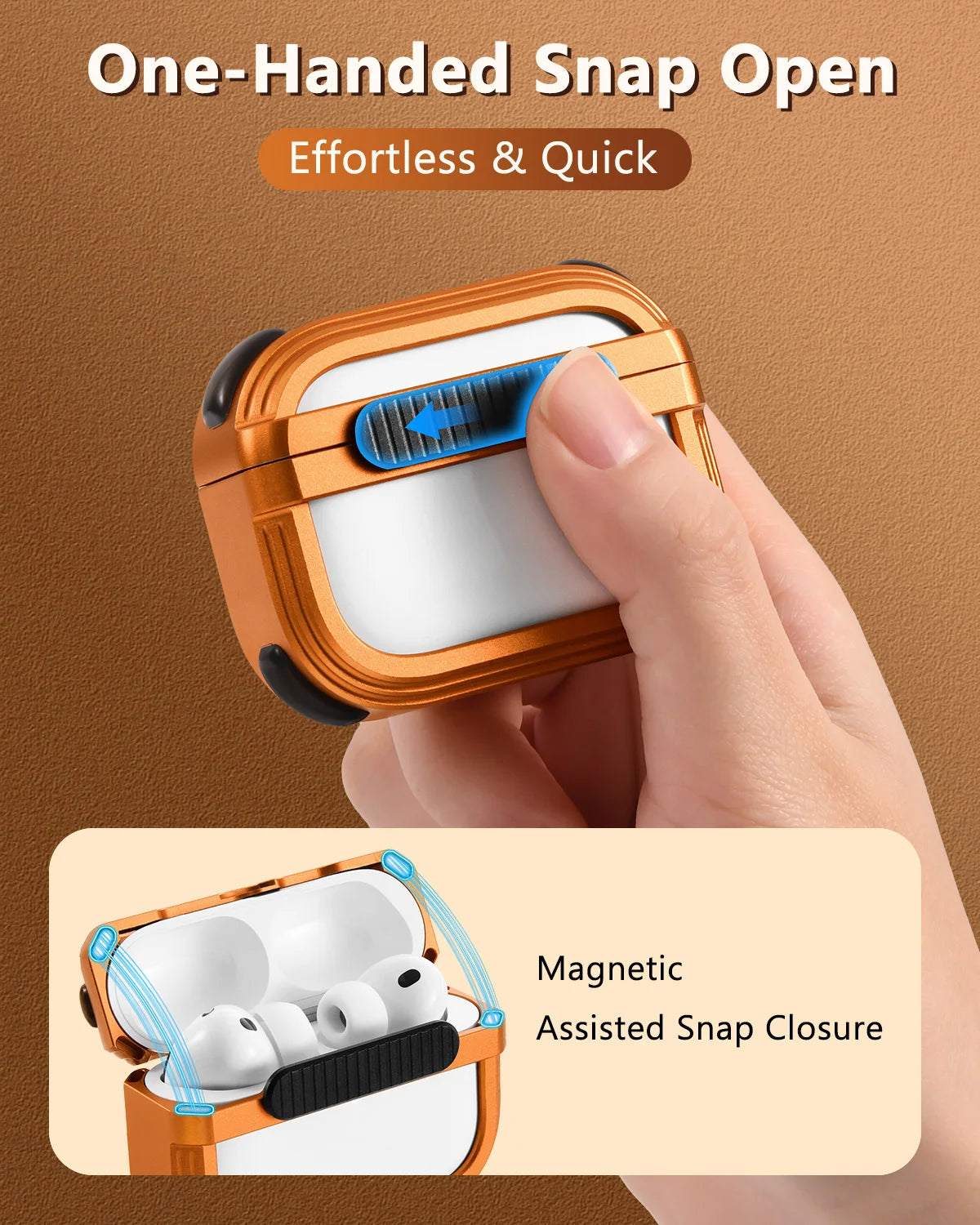 Eary for AirPods Pro 3 Metal Case for AirPods Pro 3rd Generation Magnetic Lid Case(2025) for MagSafe Shockproof Protective Cover