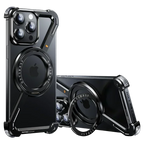 Eary Z Case for iPhone 16 15 14 13 12 Pro Max for Magsafe 360°Rotatable Magnetic Kickstand Metal Frameless Bumper Phone Cover