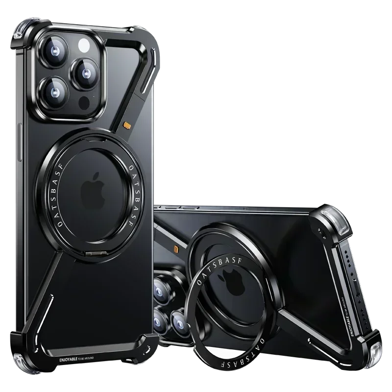 Eary Z Case for iPhone 16 15 14 13 12 Pro Max for Magsafe 360°Rotatable Magnetic Kickstand Metal Frameless Bumper Phone Cover
