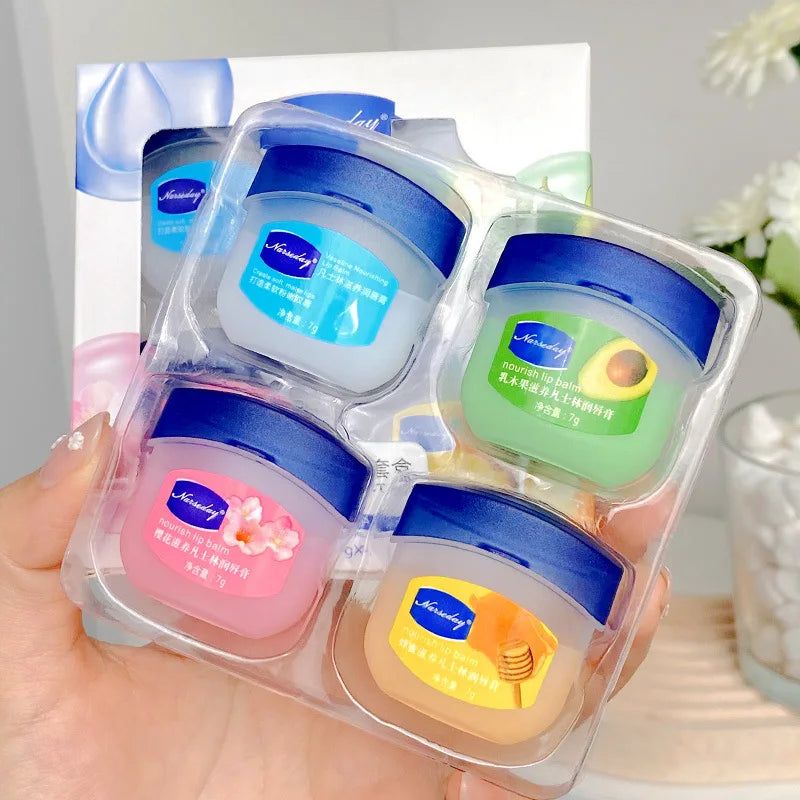 Lip Balm Fade Lip Line Lip Gloss Set Natural Plant Anti-Crack Lip Care Oil Jelly Lip Balm Repair Moisturizing Lipstick Cosmetics