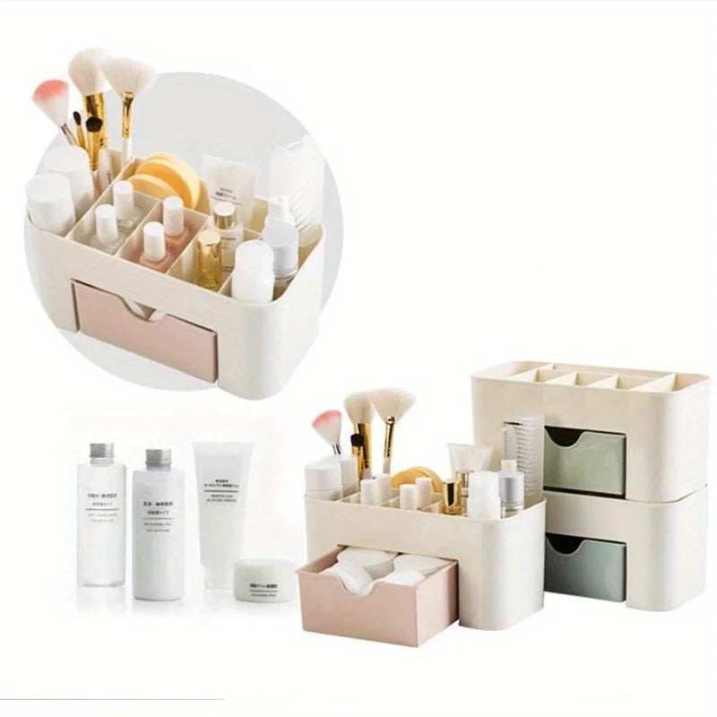 Clear Acrylic Cosmetic Storage Box with Drawers, Multi-Use Desktop Organizer for Lipsticks, Makeup Brushes & Beauty Supplies