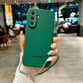 Original Silicone Phone Case for Samsung S26 25 Ultra Coque S25 FE Edge S24 S26 S25 Plus A56 A36 A17 5G Wrist Strap Soft Funda