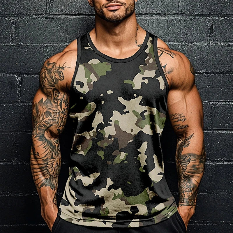 Summer Daily Exercise Men's Tank Top Camouflage Outdoor Sports Running Fitness Men's Sleeveless Tshirt Street Men's Tank Top 6xl