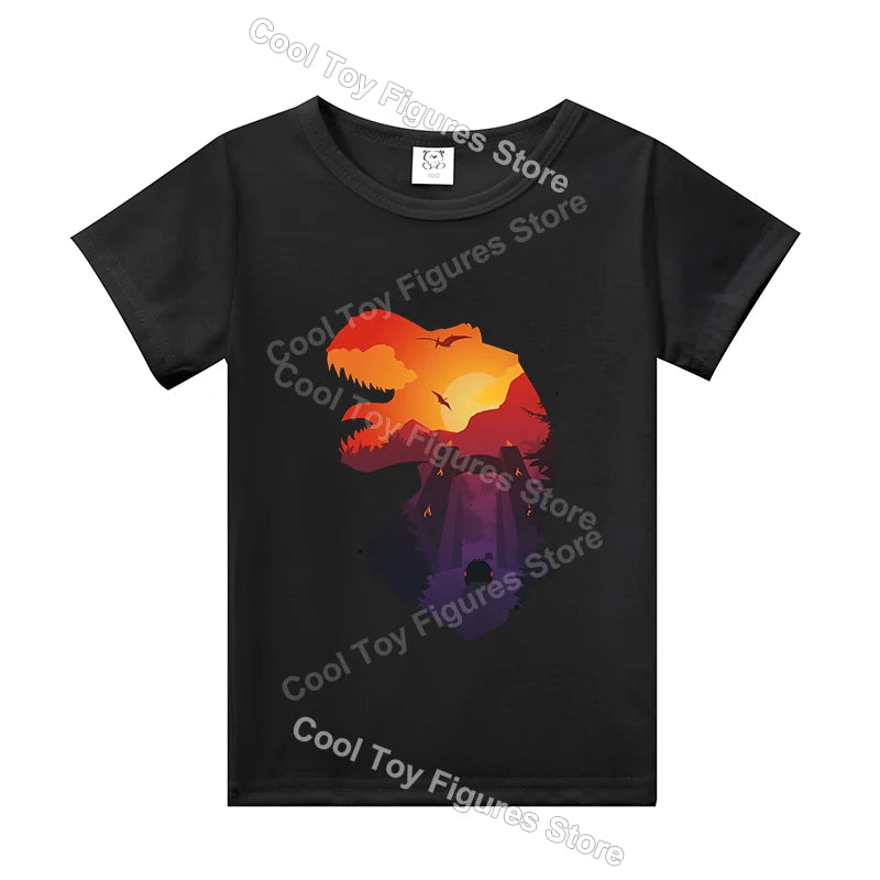 Jurassics World Series T-shirt Summer Hot Dinosaur Park Boys Girls Short Sleeve Top Trend Kids Base Clothes Birthday Gift