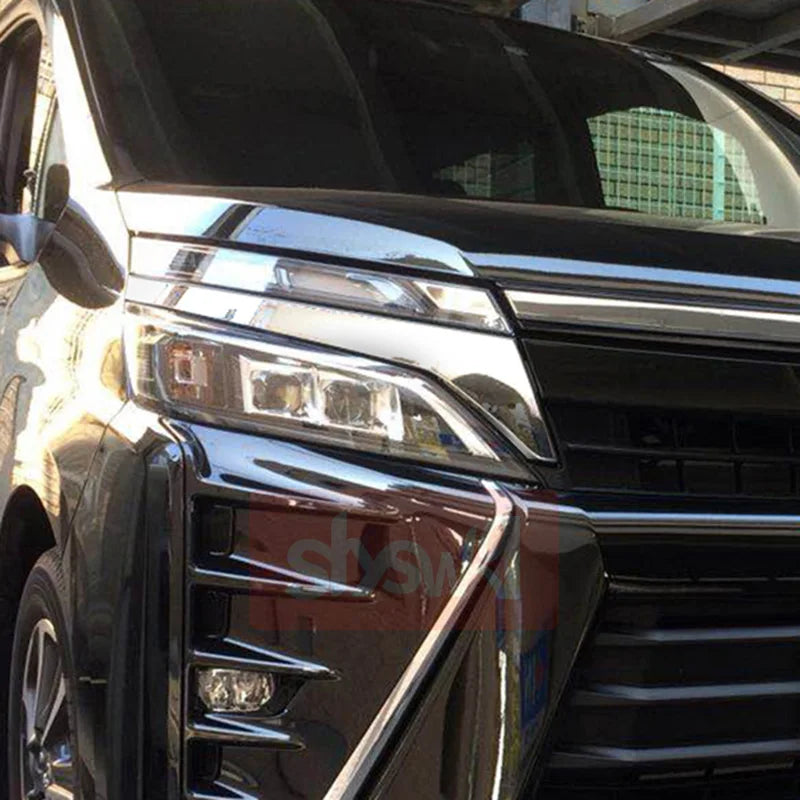 For TOYOTA 2017 VOXY 80 Modified Front Head Light Lamp Trim Cover Shade Stickers High Grade Stainless Steel Exterior Accessories