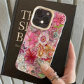 Floral And Beaded Patchwork Design Phone Case For iPhone 17 Pro Max 16 Plus 15 Pro 14 13 12 11 XR XS 17Air Soft Cover
