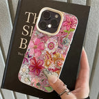 Floral And Beaded Patchwork Design Phone Case For iPhone 17 Pro Max 16 Plus 15 Pro 14 13 12 11 XR XS 17Air Soft Cover