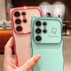 Electroplated Love Heart Large Window Case For Samsung Galaxy A 56 55 54 36 35 34 26 25 24 17 17 15 14 07 PlainShockproof Cover
