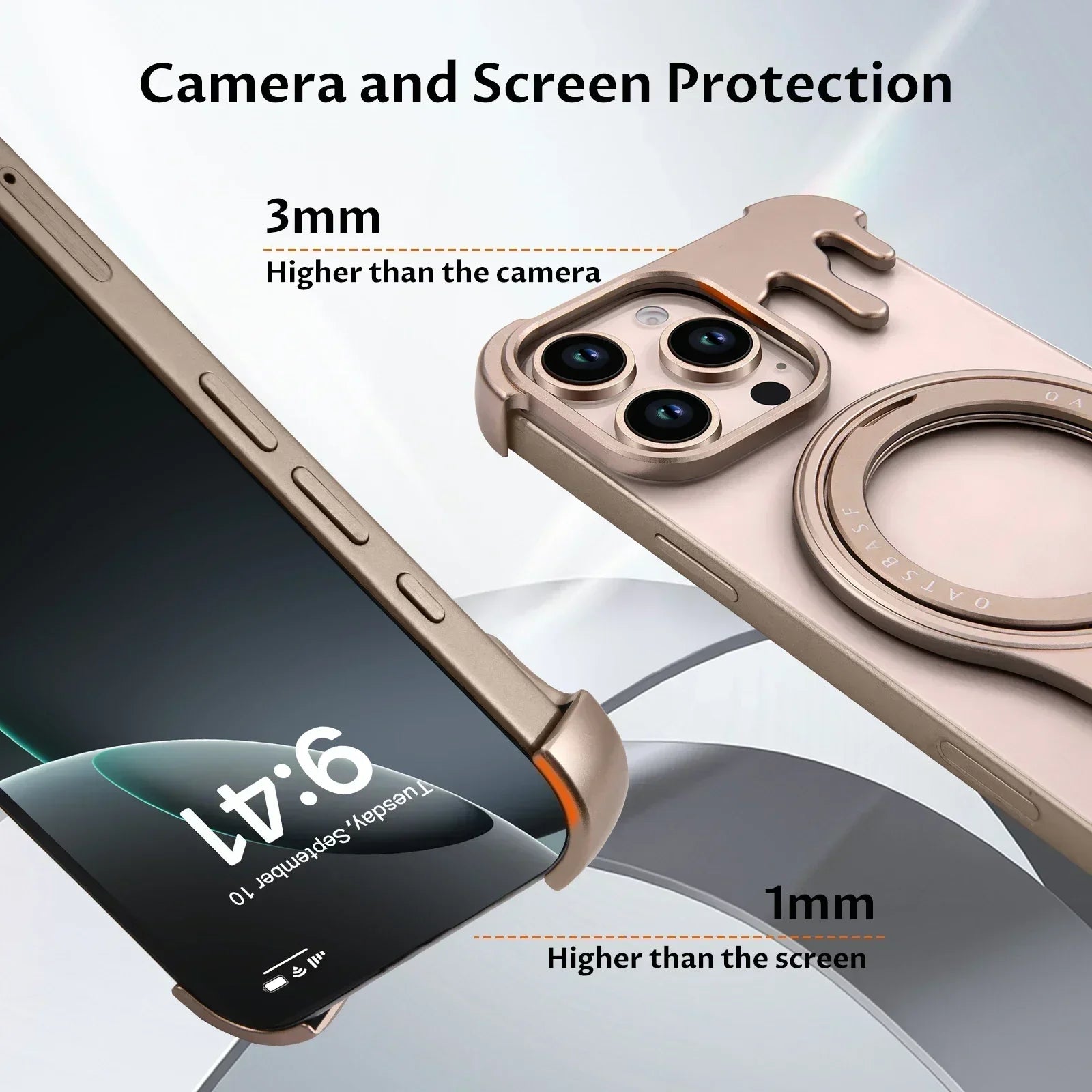 Eary Cell Phone Case for 16/15/14/13 Pro Max for Magsafe 360°Rotate Magnetic Stand Frameless Bumper Shockproof Protective Cover