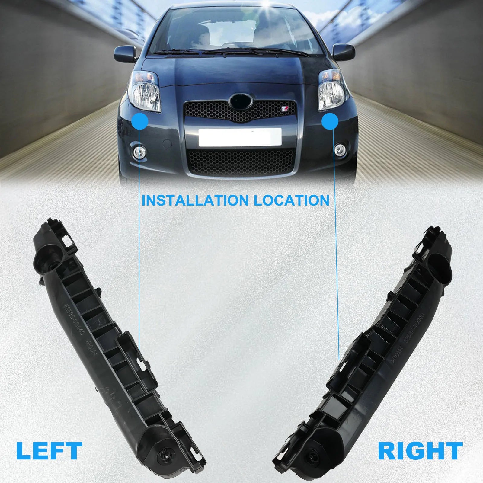 Left+Right Car Front Bumper Support Bracket Retainer For Toyota Yaris 2007 2008 2009 2010 2011 Left Right 5253552060 5253652050