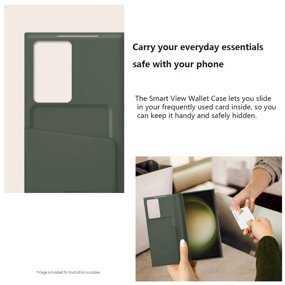 Original For Samsung Galaxy S23 Ultra Smart View Wallet Case Flip High Quality Leather Cover S23Ultra Card Bag Protector Shell