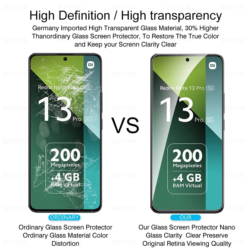 8 in 1 Tempered Glass For Redmi Note 13 15 Pro 5G Camera Glass Xiaomi Note13 14 Note14 13Pro 15Pro 4G HD Lens Screen Protector
