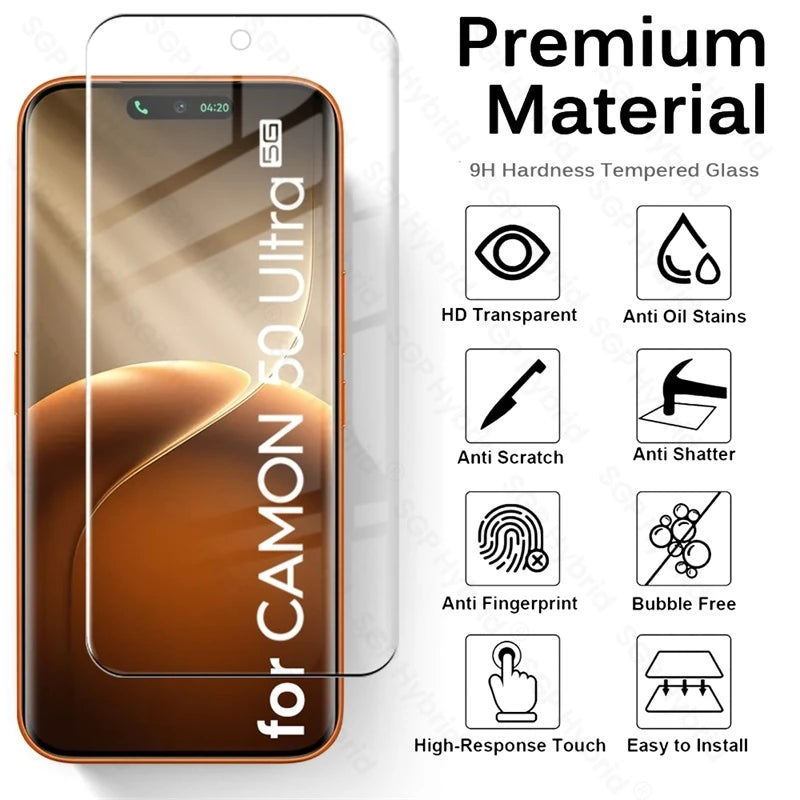 4-1Pcs 9D Curved Tempered Glass for Tecno Camon 50 Ultra Pro 5G 4G Case Screen Protector on Camon50Ultra Camon50Pro HD Cover