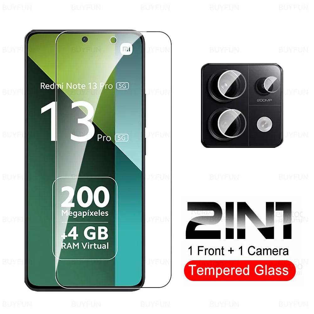 8 in 1 Tempered Glass For Redmi Note 13 15 Pro 5G Camera Glass Xiaomi Note13 14 Note14 13Pro 15Pro 4G HD Lens Screen Protector