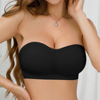 Women's Sexy Strapless Push Up Bra Removable Padded Seamless Ice Silk Top Women Invisible Beauty Back Anti-slip Off-shoulder Bra