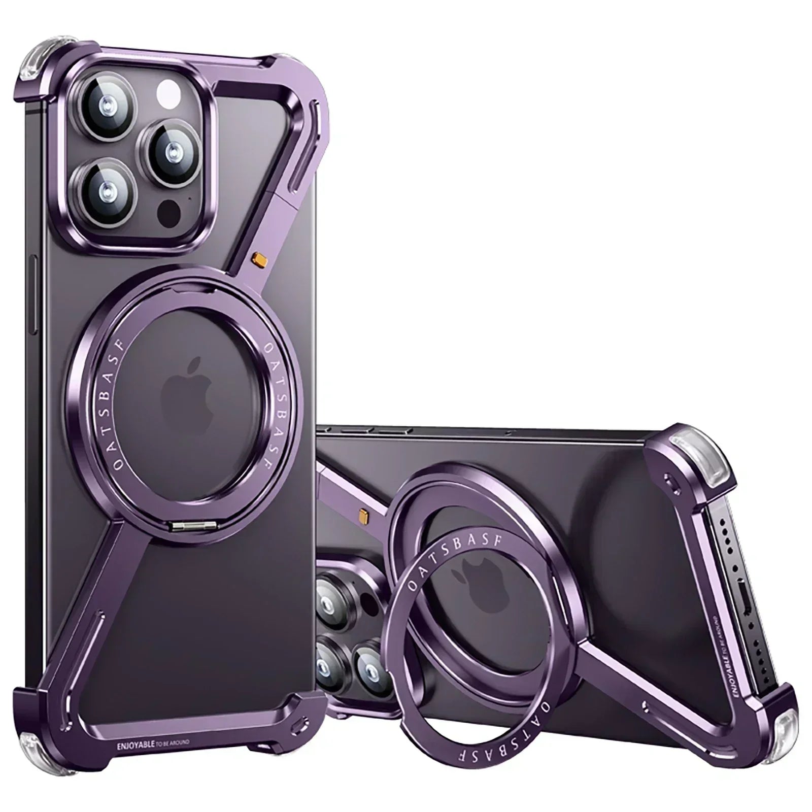 Eary Z Case for iPhone 16 15 14 13 12 Pro Max for Magsafe 360°Rotatable Magnetic Kickstand Metal Frameless Bumper Phone Cover