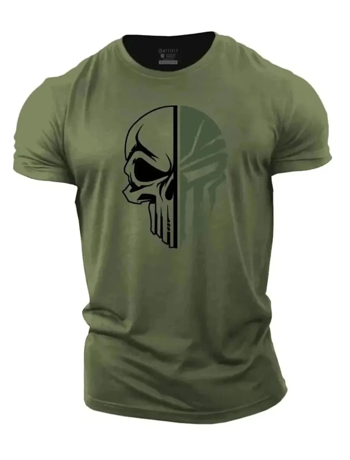 Fashion Skull Printed Men's Crew Neck T-shirt Breathable Fitness Running Short Sleeve Tees Outdoor Quick Drying Tops
