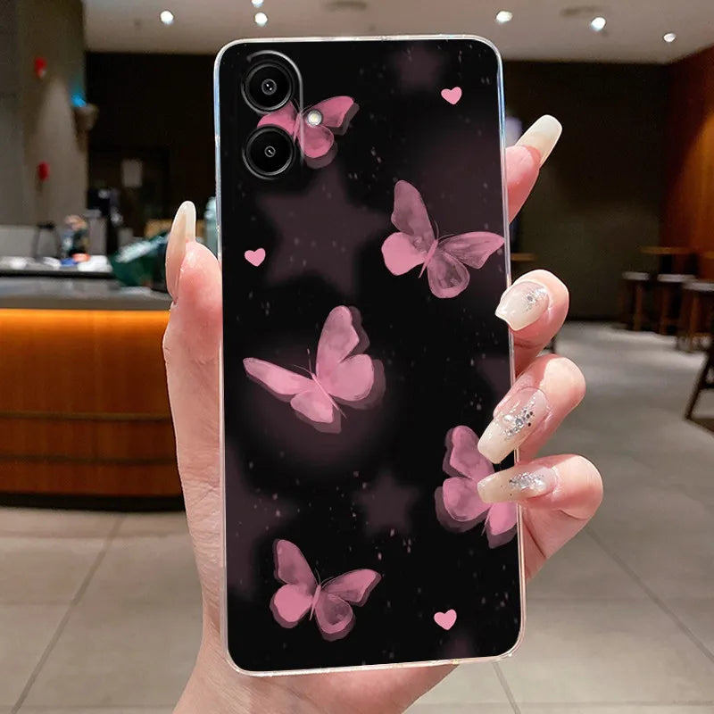 For Samsung A07 2025 Clear Phone Case Luxury Butterfly Flowers Casing For Samsung Galaxy A07 SamsungA07 A 07 Silicone Back Cover