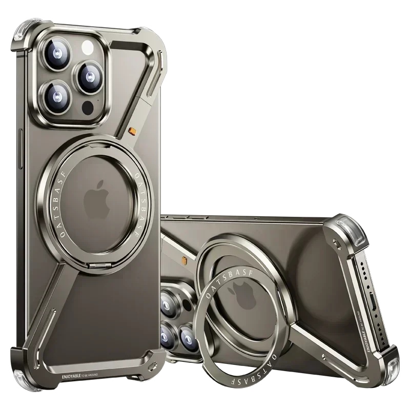 Eary Z Shape Frameless Phone Case for iPhone 17 Pro Max Air 16 15 14 13 for Magsafe Aluminum Metal Magnetic 360° Rotation Stands