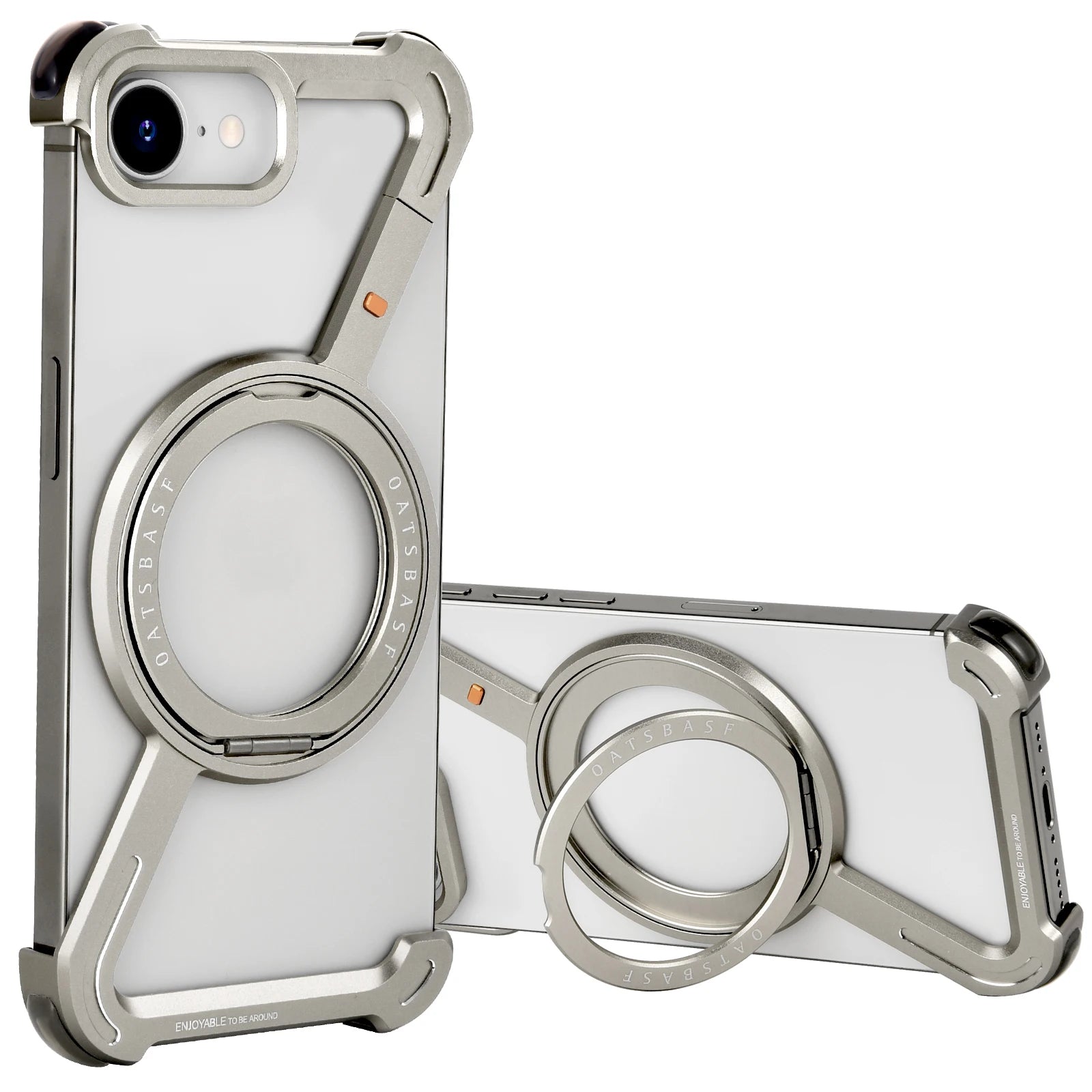 Eary Z Shape Phone Case For Iphone 16 E With 360 Rotating Adjustable Magnetic Ring Stand Frameless Shockproof Protector Shells