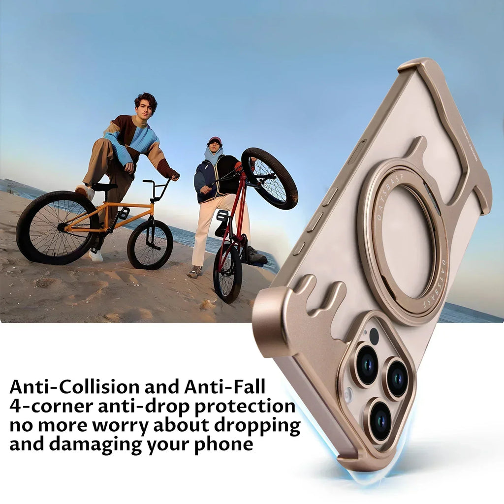 Eary Cell Phone Case for 16/15/14/13 Pro Max for Magsafe 360°Rotate Magnetic Stand Frameless Bumper Shockproof Protective Cover