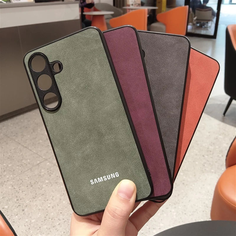 For Samsung Galaxy A57 A56 A55 A37 A36 A35 A26 A16 A15 A25 A17 5G Case Luxury Sheepskin Leather Shell Plain Lambskin Cover Coque