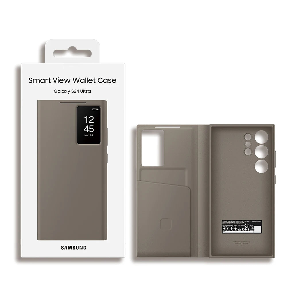 Original For Samsung Galaxy S24 Ultra Smart View Wallet Case Flip High Quality Leather Cover S24Ultra Card Bag Protector Shell