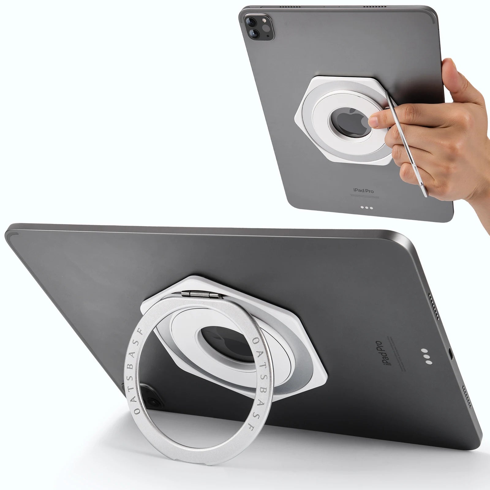 Eary Aluminum Magnetic Tablet Holder with 360°Rotation Ring Kickstand Portable Metal Tablet Stand Universal for iPad Mini Pad