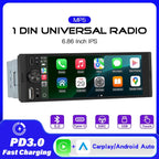 1DIN 6.86inch Universal MP5 Car Radio Support Wireless Carplay Android AUTO AUX USB BT Touch Screen Multimedia Video Player