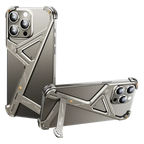 Eary Frameless Phone Case for iPhone 16 15/14 Pro Max Racetrack Shaped Cool Design Aluminum Matal Bumper Shockproof Phone Cover