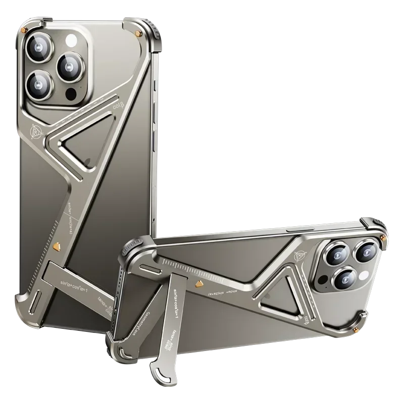 Eary Frameless Phone Case for iPhone 16 15/14 Pro Max Racetrack Shaped Cool Design Aluminum Matal Bumper Shockproof Phone Cover