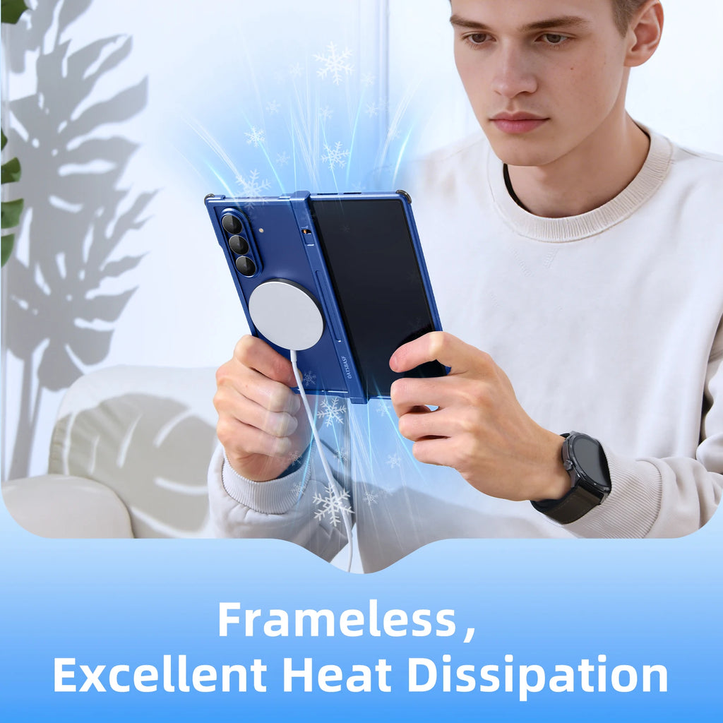 Eary Frameless Case for Samsung Galaxy Z Fold 7 Minimalist Aluminum Phone Cover Compatible for Magsafe Original Feel Metal Shell