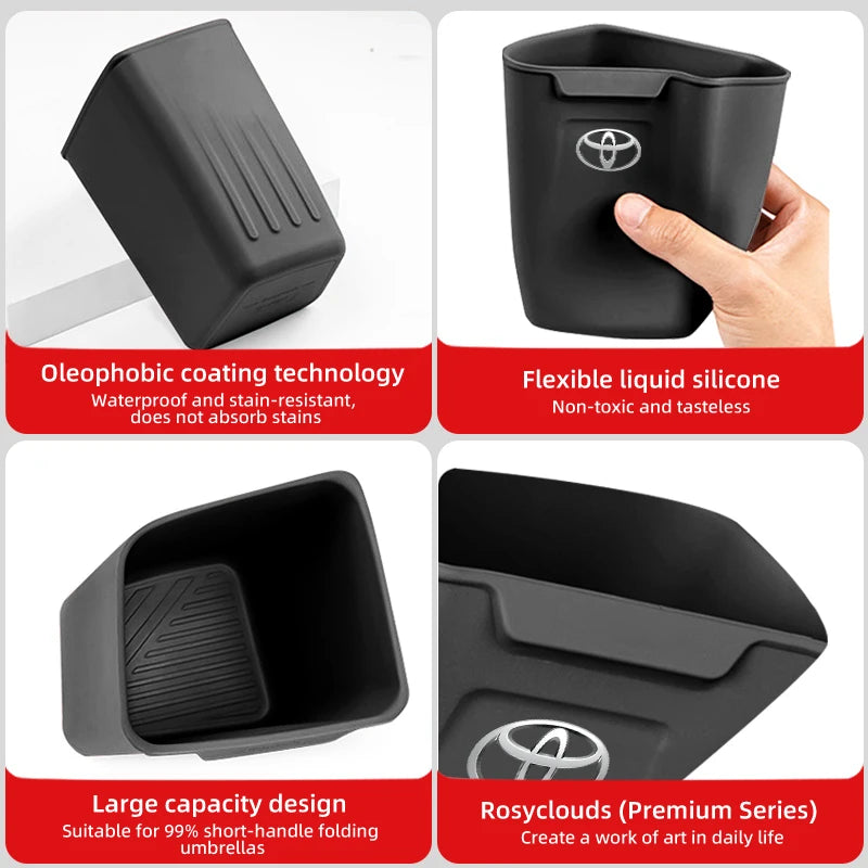 Silicone Car Door Storage Door Trash Can Organizer For Toyota Corolla Yaris Camry Prius RAV4 CHR Hilux Aygo Avensis Accessories
