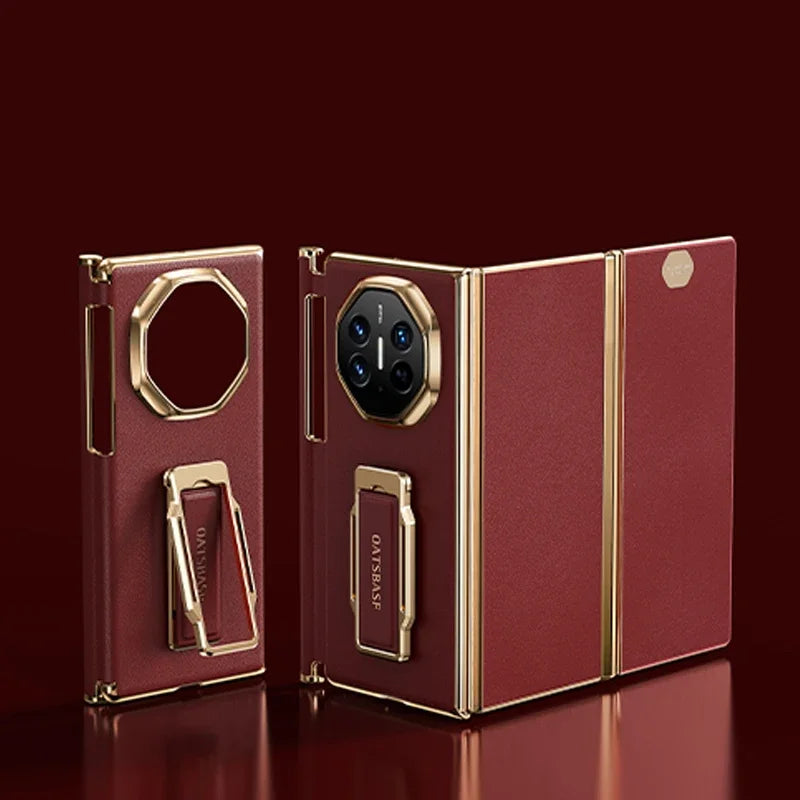 Eary Genuine Leather Phone Case for Huawei Mate XT Ultimate Case with  360°Rotation Stand Full Cover Shell Shockproof Protector