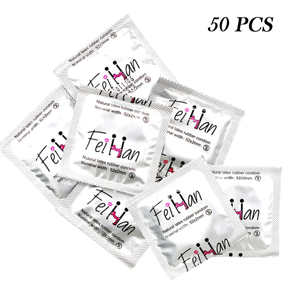 10/30/50pcs Condom 52mm Ultra Thin Cock Penis Sleeve Natural Latex Lubrication Contraception Supplies Adults Safer Sex Products