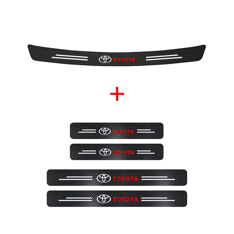 Car Door Threshold Strips Car Trunk Rear Bumper Protective Carbon fiber Leather Stickers For Toyota Camry Yaris Hilux Corolla