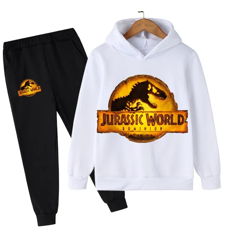 Kids Jurassic World  Children Dinosaur Hoodies Pants Set  Fashion Pullovers Clothes Boys Girls Dominion Sweatshirts Hooded Suit