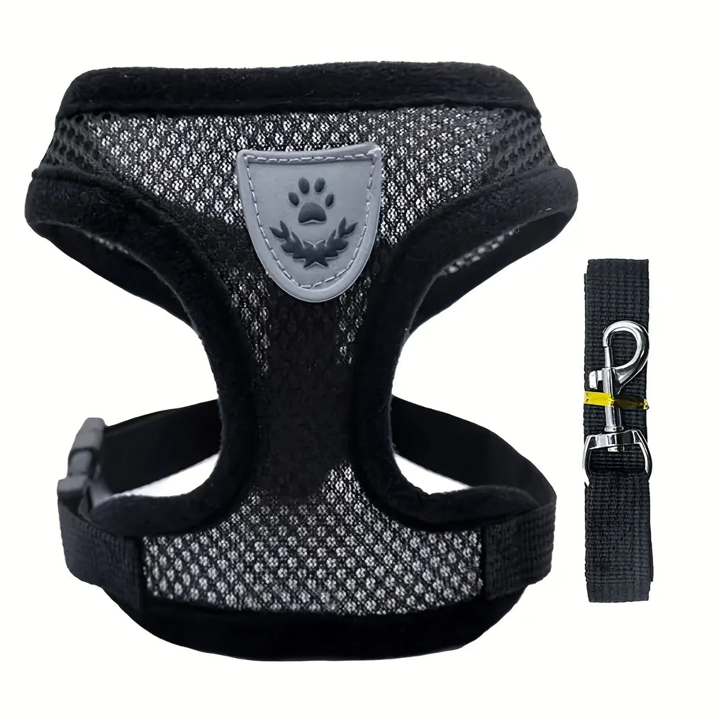 Breathable Vest-Style Pet Harness & Shock-Absorbing Leash, Comfortable for Dogs & Cats Outdoor Walking