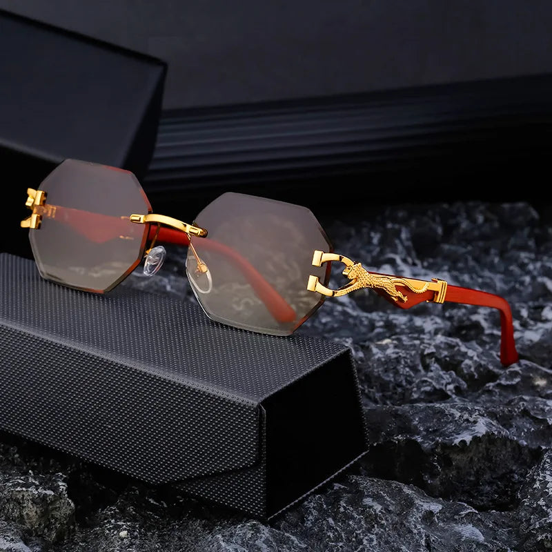 new rimless sunglasses UV400 fashion square metal glasses for men women designer unisex brand sun glasses shades for outdoor