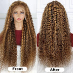 P427 250% 30-36 Inch Highlight Deep Wave Frontal Wig Omber 13x4/13x6 Hd Lace Front Wig CurlyHuman Hair 4x4 Closure Glueless Wigs